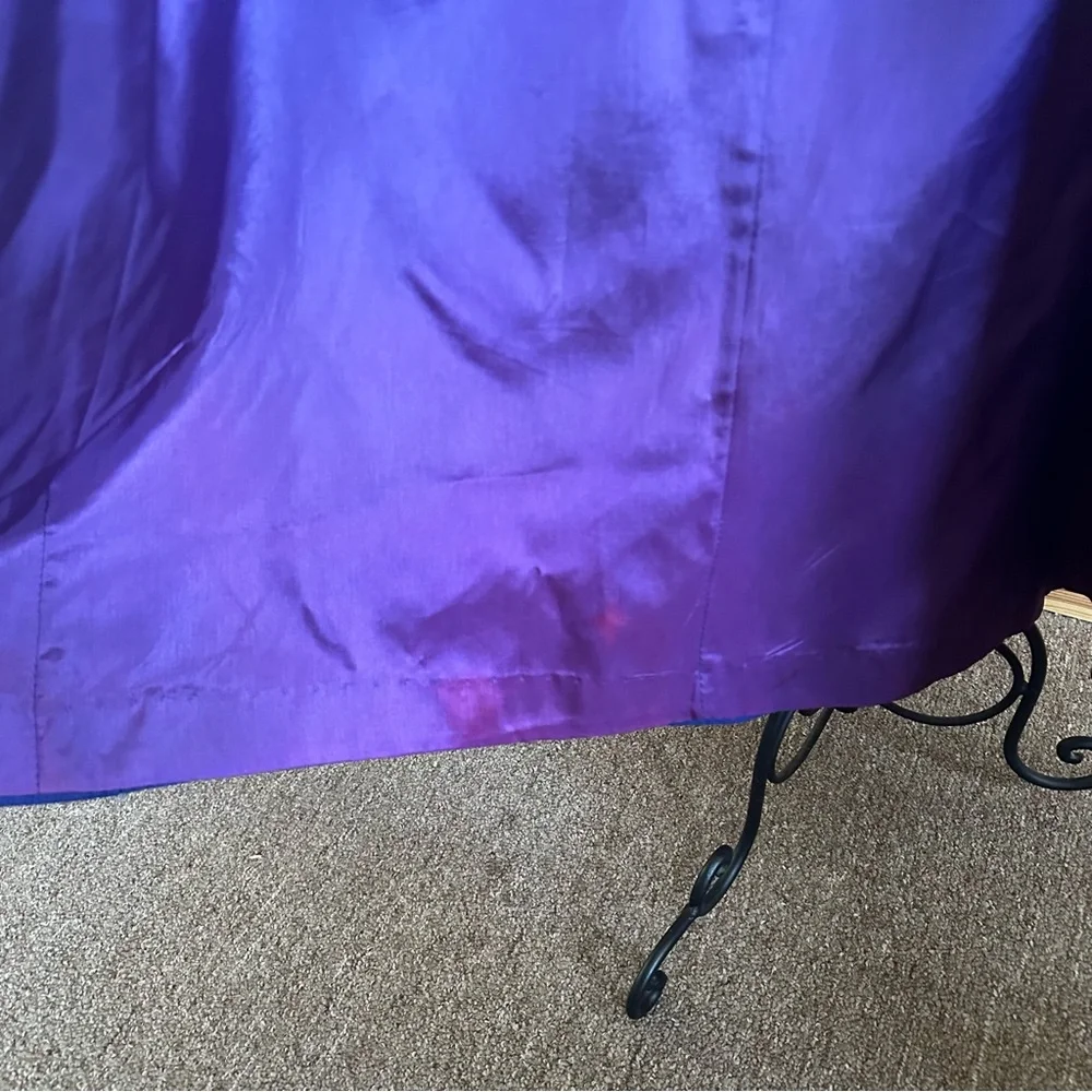 Vtg 80s Beautiful Blue 80% Wool Long Winter Coat/Duster Purple lining USA - Picture 9 of 16